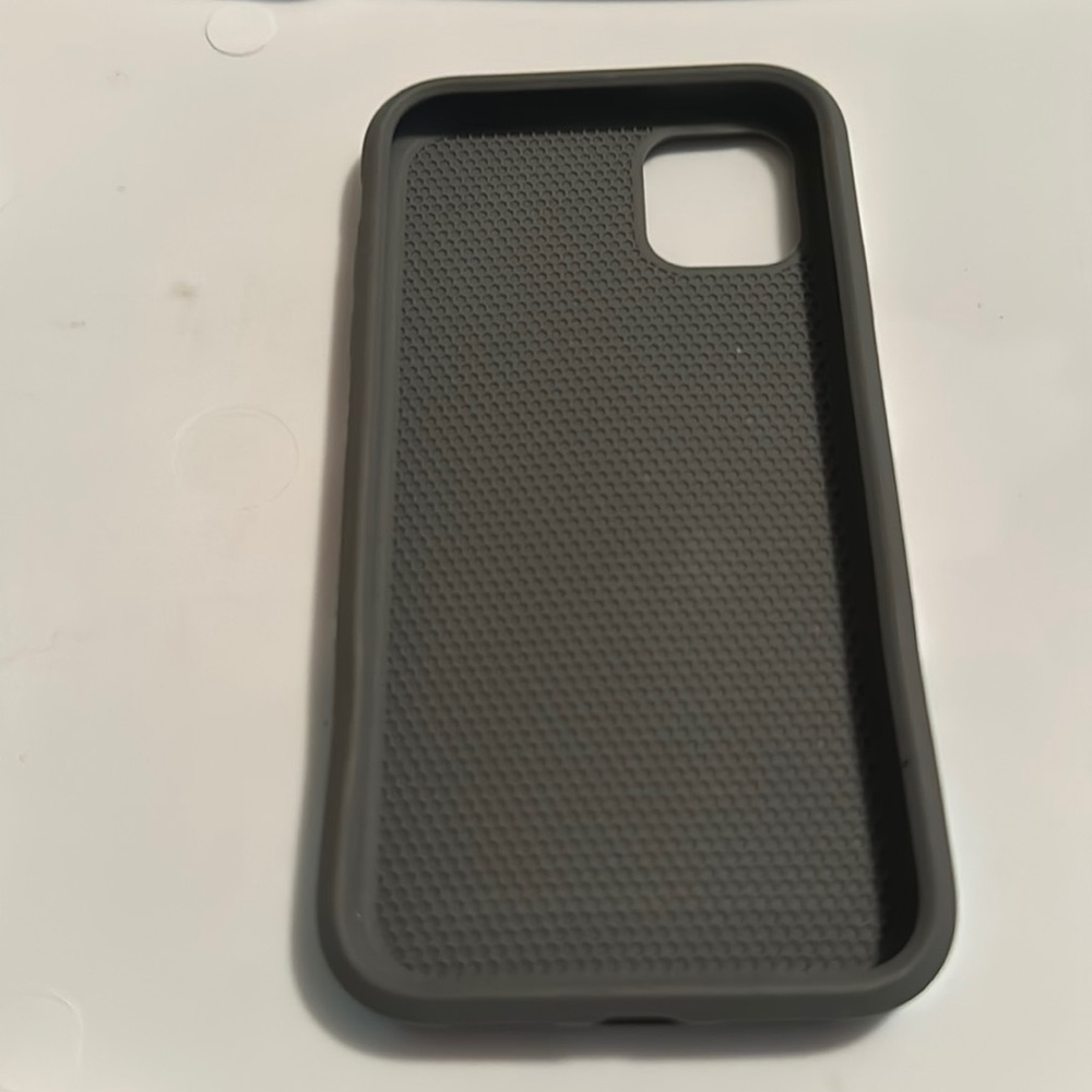iPhone 11 Gray, mint, white & black striped phone case. Good Condition
